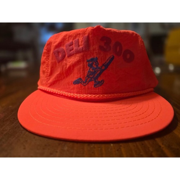 Nissan Other - VTG Neon Orange Deli 300 (Closed Las Vegas Deli) Rope Strap Back Nissan Hat NOS